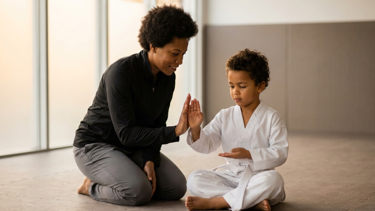 Instructor giving a young student a clear instruction