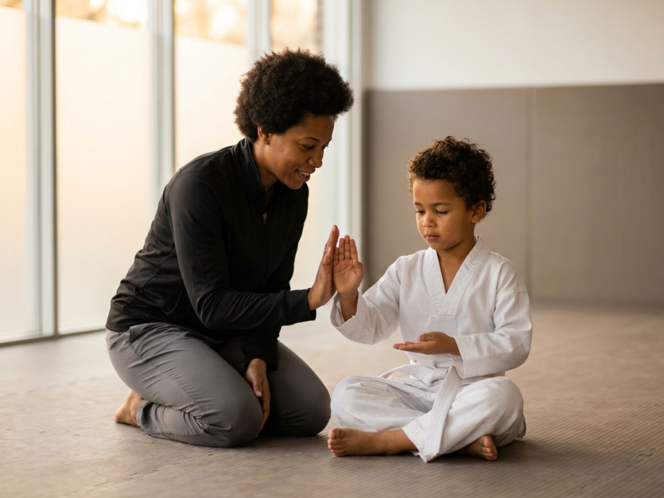 Instructor giving a young student a clear instruction