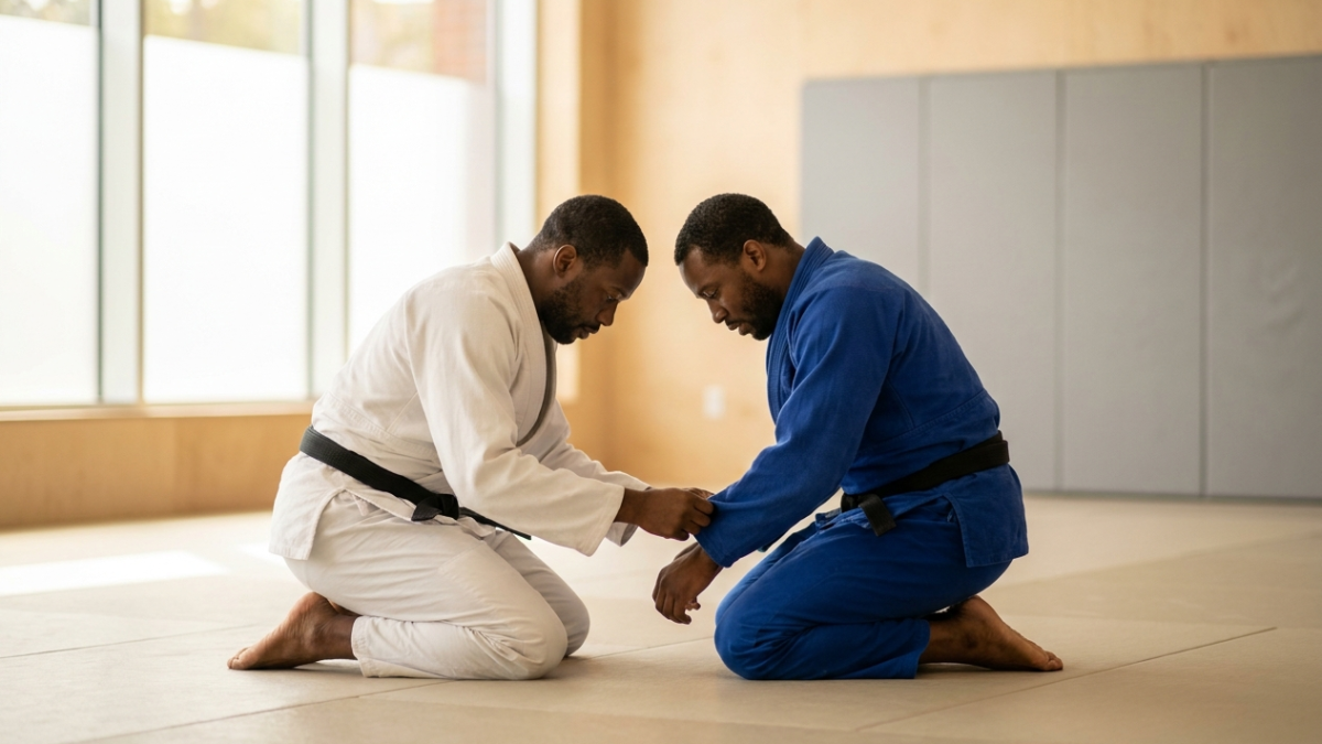 Jiu-jitsu instructor demonstrating a grip detail